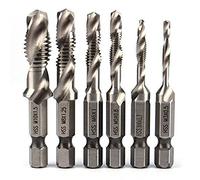 Valink trou de vis Combinaison forets, Valink 6 pcs M3-M10 1/4 Hex Twist Tige HSS Combinaison forets et taraudage Bit Fraise conique trou de vis, Electric Power Foret