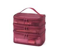 VALINK Trousse de maquillage en maille, grande capacité, légère, trousse de toilette de voyage, organisateur de maquillage pour la maison, le bureau, les vacances, les voyages, rouge vin