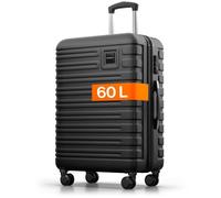 Valise 67x43x26 cm - Travely - Bagage en soute rigide en polycarbonate, grande taille L, 60 L, avec roulettes et serrure TSA - Noir