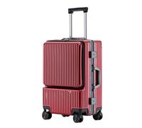 Valise à Main Bagage avec Poche Avant, Valise À Cadre en Aluminium avec Port De Chargement USB Et Serrure TSA Bagages Cabine (Color : Rot, Size : 20 in)