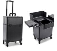 Valise À Maquillage Valise de Maquillage Professionnelle à roulettes, Organisateur pour Voyage Coiffeur(Black)