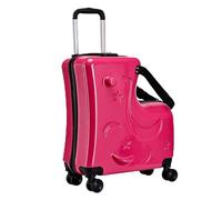 Valise à Monter pour avec Serrure à Mot de Passe à 3 Chiffres avec siège pour, Roues silencieuses de 50 cm, Ceintures de sécurité, guidons, Rose, Rouge, Consulte la descripción, Voir