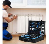 Valise à outils 247 pièces en acier au carbone, coffret de maintenance avec surface aluminium, bleu