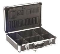 Valise à Outils avec Compartiments Amovibles - Serrure à Clé - Intérieur Capitonné- 455 x 330 x 152 mm - Noire