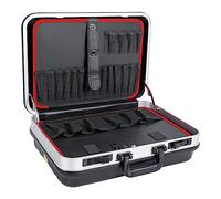 Valise à outils STIER Basic vide, coque robuste en plastique ABS, boîte à outils noire, stable et résistante aux chocs, capacité de charge de 15 kg, 30 poches pour outils, incluant une clé