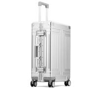 Valise à roulettes en magnésium entièrement en aluminium avec serrure TSA et roulettes pivotantes - Bagage sans fermeture éclair, Argenté., 73,6 cm