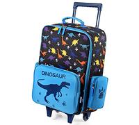 Valise à roulettes Enfants, VASCHY Mignon Bagage à Main Multifonctionnel Valise de Voyage pour Garçons Filles Grand Compartiment Intérieur avec 2 roulettes 18 Pouces, Dinosaure Noir, Taille Unique,
