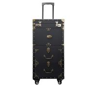 Valise à roulettes noire grande capacité for produits cosmétiques, valise plusieurs compartiments for salons de beauté et tatouage, boîte outils maquillage Pour Voyages, Manucure, Maquilleur, Coiffure
