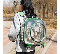 Valise à roulettes pour animaux de compagnie, boîte extérieure transparente, valise à roulettes pour animaux de compagnie, pour la randonnée en plein air, la ma (Green)