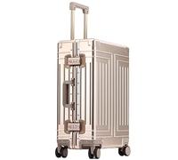 Valise à roulettes rigide en alliage d'aluminium et de magnésium avec roue universelle, grande valise avec serrure à mot de passe, 50,8 cm, 71,1 cm, doré, 50,8 cm (20")