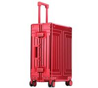 Valise à roulettes rigide en alliage d'aluminium et de magnésium avec roue universelle, grande valise avec serrure à mot de passe, 50,8 cm, 71,1 cm, Rouge, 66 cm