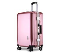 Valise à roulettes Valises en Aluminium De Cadre en Aluminium De Valises Rechargeables De Shell De Bagage D'Usb avec des Roues Valise Soute Avion (Color : Rosa, Size : 22inch)