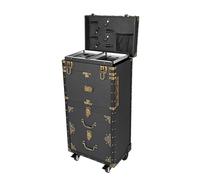 Valise à roulettes vintage pour coiffeur - Mallette de voyage - Chariot de travail - Pour salon de beauté professionnel - 4 niveaux - Noir, Noir , 38.5*25.5*80.5cm, Moderne