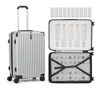 Valise à vin de qualité supérieure avec fonction de réfrigération pour un transport sûr - Bagage pour 10 bouteilles de vin de 750 ml, poignée robuste, roues silencieuses à 360° et fermeture éclair
