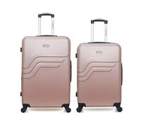 Lot de 2 valisess rigides grand format 75cm et valise weekend 65cm queens - rose dore