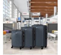 JET LAG - Lot de 3 Valises Barcelone avec Capacité de 39L 68L 95L - Design Motif Spiral - Coque Rigide en ABS - Verrouillage Intégré - Roues Pivotantes à 360° - Couleur Bleu