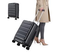 Valise cabine 20″ rigide avec poche laptop avant, port USB intégré, porte-gobelet & roulettes 360° - Serrure TSA + crochet latéral