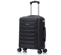 Valise cabine 55x40x20 cm ABS+PC (44L) semi-rigide, petit trolley bagage à main, 4 roues à 360°, cadenas à code - 20 pouces - Noir