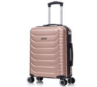 Valise cabine 55x40x20 cm ABS+PC (44L) semi-rigide, trolley bagage à main, 4 roues à 360°, cadenas à code - 20 pouces - Or Rose