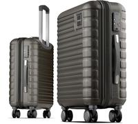 Valise cabine 55x40x20 cm - Travely - Bagage à main rigide en polycarbonate, taille M, compatible avec Ryanair, EasyJet, etc. - Gris
