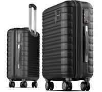 Valise cabine 55x40x20 cm - Travely - Bagage à main rigide en polycarbonate, taille M, compatible avec Ryanair, EasyJet, etc. - Noir