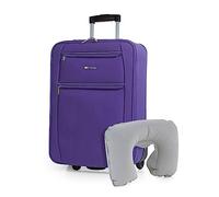 ITACA - Valise Cabine 55X40X20 légère et résistante Bagage Cabine idéal pour Voyages Courts Valise Cabine Tissu Souple 4 Roues pivotantes Compatible Ryanair, Violet
