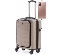 ALPINI Valise Taille Cabine Rigide INOVA-2.0 avec Compartiment pour Ordinateur 16" (55cm) Garantie 2 Ans 100% ABS Port USB (Taupe (Creamy Brown), (Cabine) S - Small - 40L - 55x40x20cm - 2.7kg)