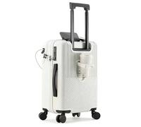 Valise Cabine avec Beaucoup De Place, Valise Cabine Et Bagage A Main, Cabine Trolley Rigide Valise De Voyage avec 4 roulettes Doubles Pivotantes Et Serrure TSA White,Medium