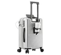 Valise Cabine avec Beaucoup De Place, Valise Cabine Et Bagage A Main, Cabine Trolley Rigide Valise De Voyage avec 4 roulettes Doubles Pivotantes Et Serrure TSA Silver,Mini
