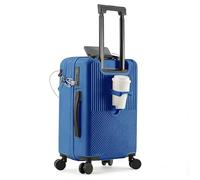 Valise Cabine avec Beaucoup De Place, Valise Cabine Et Bagage A Main, Cabine Trolley Rigide Valise De Voyage avec 4 roulettes Doubles Pivotantes Et Serrure TSA Blue,Large
