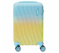 Valise Cabine Bicolore Bleu et Jaune 35L Rigide en ABS avec Roues Pivotantes 360° et Cadenas Sécurisé à Code