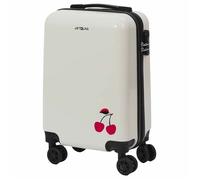 Valise Cabine Blanche avec Une Cerise 28L Rigide en Polycarbonate avec Roues Pivotantes 360° et Cadenas Sécurisé à Code