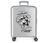 Valise cabine Disney 100 Mickey Steamboad Gris 40x55x20 cm ABS rigide Serrure TSA intégrée 38,4L 2 kgs 4 roues doubles bagage à main