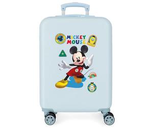 Valise cabine Disney Mickey All Smile Bleu 38x55x20 cm ABS rigide Serrure latérale à combinaison 35L 2 kgs 4 doubles roues bagage à main