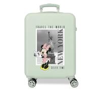Valise Cabine Disney Mickey et Minnie Travel the World New York Vert 38x55x20 cms Rigide ABS Serrure latérale à combinaison 34L 2 kgs 4 roues doubles bagage à main