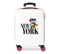 Valise cabine Disney Mickey & Minnie voyage à New York Blanc 38x55x20 cm ABS rigide Fermeture à combinaison latérale 35L 2 kgs 4 roues doubles bagage à main