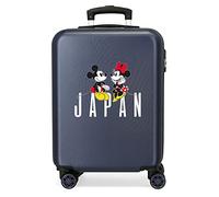 Valise cabine Disney Mickey & Minnie voyage au Japon Bleu 38x55x20 cm ABS Rigide Serrure à combinaison latérale 35L 2 kgs 4 roues doubles bagage à main