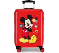 Valise cabine - DISNEY - Mickey - Rouge - Coque rigide - 4 roulettes - 55x38x20 cm