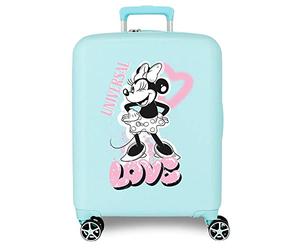 Valise cabine Disney Minnie Coeur Turquoise 40x55x20 cm ABS rigide Serrure TSA intégrée 38,4L 2,82 kg 4 roues doubles bagage à main