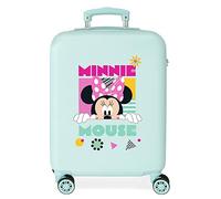 Valise cabine Disney Minnie Géométrique Turquoise 38x55x20 cm ABS rigide Serrure latérale à combinaison 35L 2 kgs 4 doubles roues bagage à main