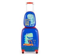 Valise Cabine Enfant 18”+ Sac à Dos 12,5” - COSTWAY - Dinosaure - Poignée Rétractable - Étanche