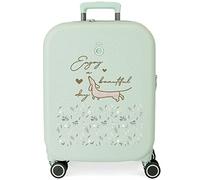 Valise Cabine Enso Beautiful day Verte 40x55x20 cms ABS Rigide Serrure TSA Intégrée 37L 2.74 kgs 4 Doubles roues Bagage à Main Extensible