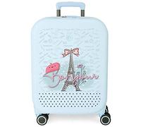 Valise Cabine Enso Bonjour Bleu 40x55x20 cm ABS Rigide Fermeture TSA Intégrée 37L 3.22 kgs 4 Double Roues Bagage à Main