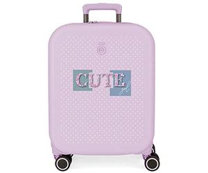 Valise Cabine Enso Cute girl Violet 40x55x20 cms ABS Rigide Serrure TSA Intégrée 37L 2.74 kgs 4 Doubles roues Bagage à Main Extensible