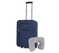 Valise Cabine - ITACA - T71950B - Souple - Bleu - 2 Compartiments Extérieurs
