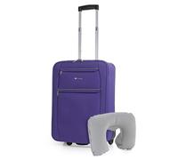 ITACA - Valise Cabine 55X40X20 légère et résistante Bagage Cabine idéal pour Voyages Courts Valise Cabine Tissu Souple 4 Roues pivotantes Compatible Ryanair, Violet