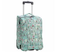 Valise cabine - Madisson - Valise semi-rigide pliable ""Tour Eiffel"" - 48 x 36 x 20 cm - Imprimé turquoise