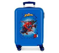 Marvel Spiderman Red Valise de cabine bleue 38 x 55 x 20 cm rigide ABS fermeture à combinaison latérale 34 L 2, 66 kg 4 roues doubles bagage à main, Azul