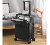 Valise cabine multifonctionnelle de 20 pouces, bagage cabine rigide avec roulettes, bagage cabine rigide à roulettes avec serrure, porte-gobelet intelligent pour bagage, sac de voyage, valise de voyag