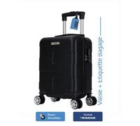 Valise cabine Ryanair 40x30x20 cm - ABS rigide léger - 4 roues double amovible - Noir - ADC - Étiquette bagage